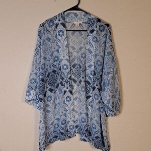 Westbound Blue Patterned Women's Cardigan Top size large